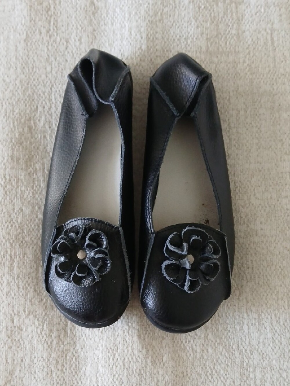 •Black Women's Floral Toe Ballet Flats